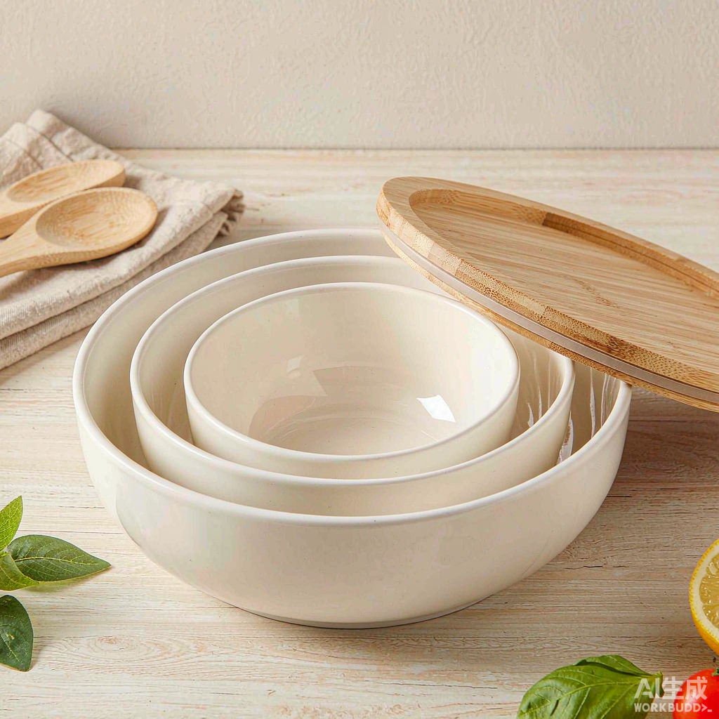 Salad Bowl Set with Bamboo Lid (3 pcs)